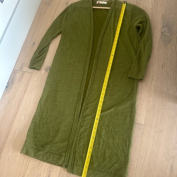 Bohemian Olive Green Open Front Long Statement Cardigan - Picture 5 of 7